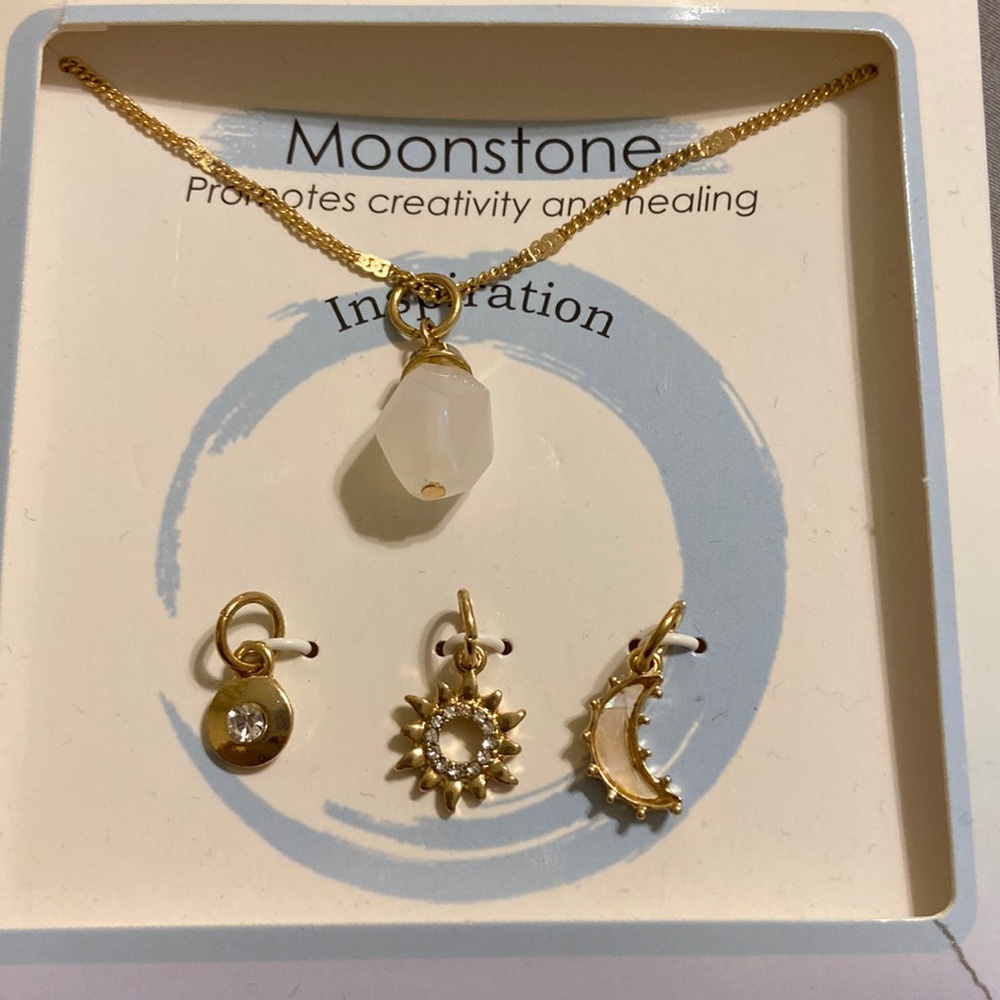 Moonstone crystal jewelry set. Add on charms.